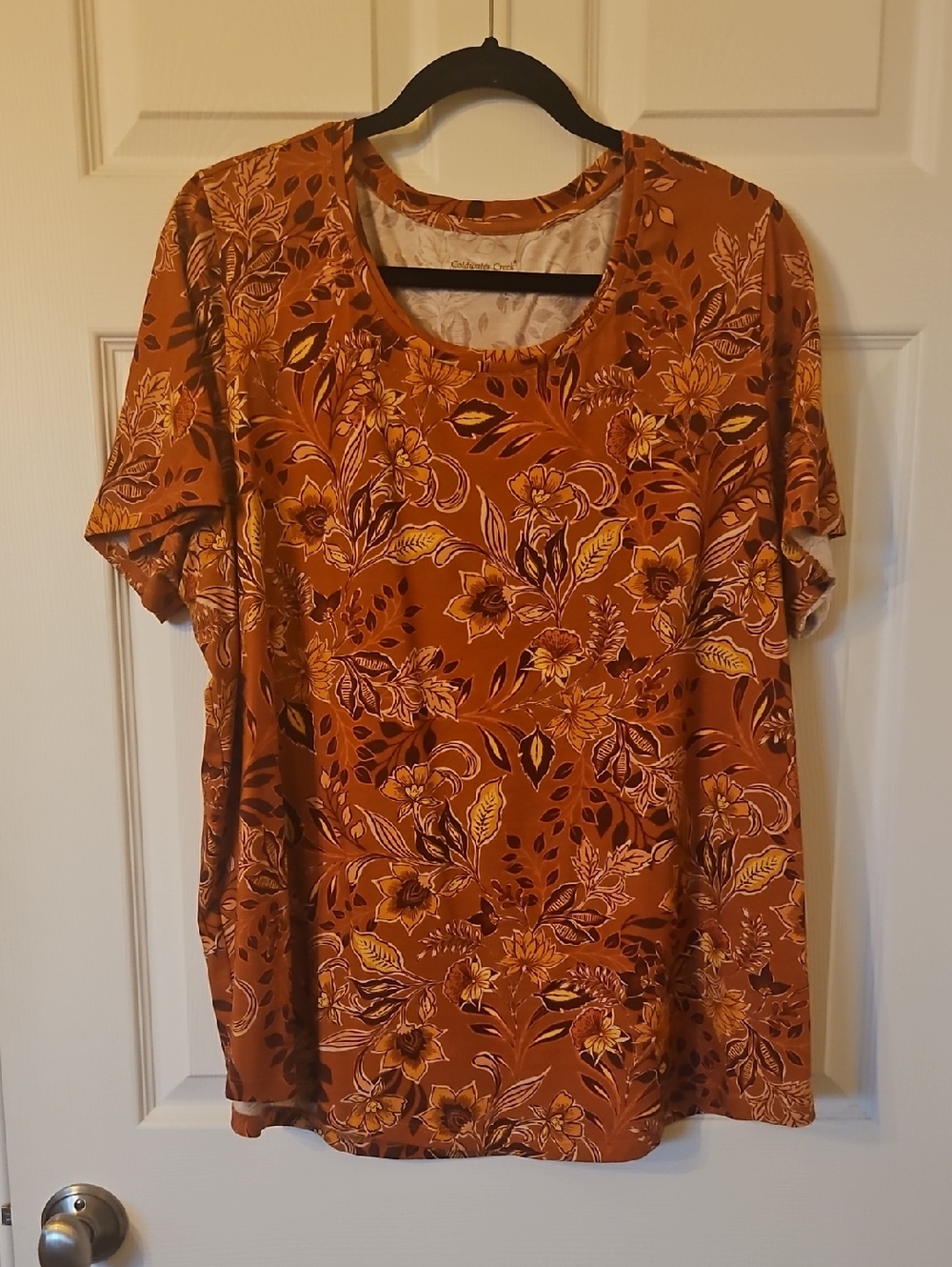 Coldwater Creek Rust Floral Short-Sleeve Tee